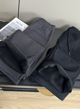 LU同款！松紧腰抽绳弹力显瘦奥粒绒加厚保暖微喇叭卫裤瑜伽裤女冬