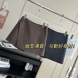 轻松大长腿~小香气质不规则半裙高腰A字短款毛呢裙裤半身裙女秋冬