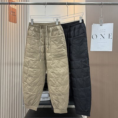 大厂订单！男女同款冬新品户外防泼水鸭绒保暖束脚羽绒裤休闲裤女
