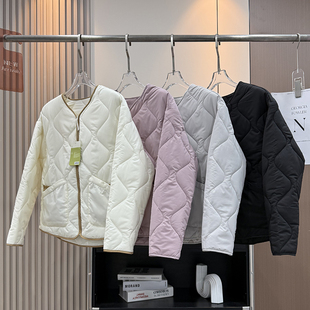 大厂订单 轻薄保暖绗缝菱格棉服内胆夹棉气绒服外套女 2025秋冬款