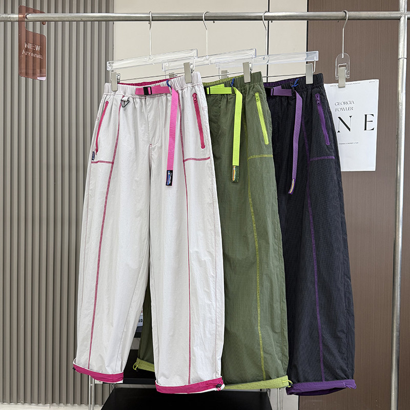 户外山系！男女撞色线轻量化防泼水徒步登山速干工装伞兵裤冲锋裤