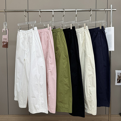 北欧风C+！春夏新品松紧腰系带宽松休闲版型阔腿九分裤灯笼裤女