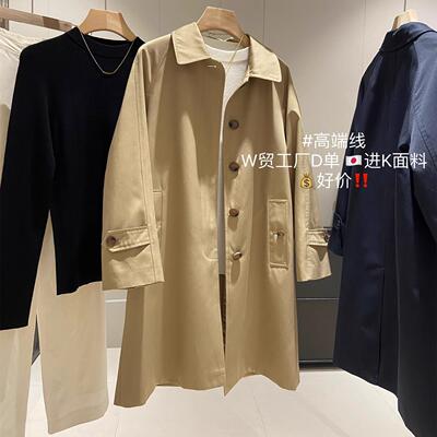 挺括有型显瘦翻领中长款风衣外套