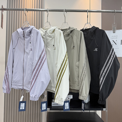 户外山系！男女情侣款机能条纹拼接运动连帽工装夹克外套冲锋衣秋