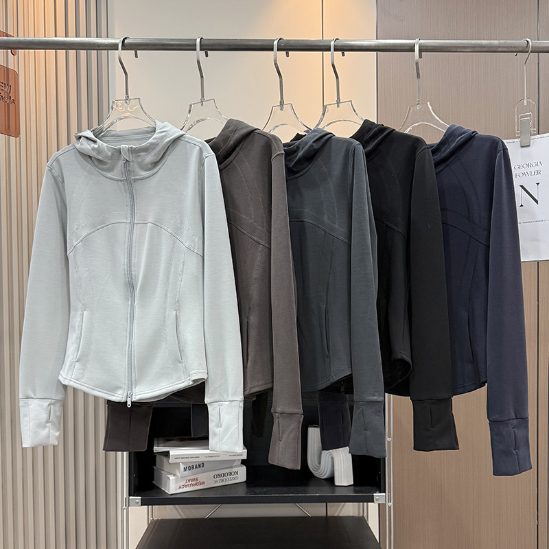 LU系！春季修身显瘦户外跑步运动莫代尔连帽瑜伽服外套健身服女