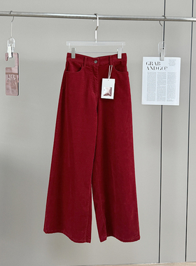 年度神裤！时髦row碇制红色灯芯绒宽松显瘦阔腿裤长裤拖地裤女