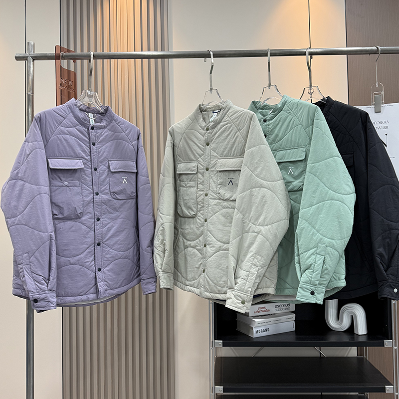 大厂订单！情侣款秋冬防泼水葫芦格户外立领夹棉衬衫加棉内胆棉服