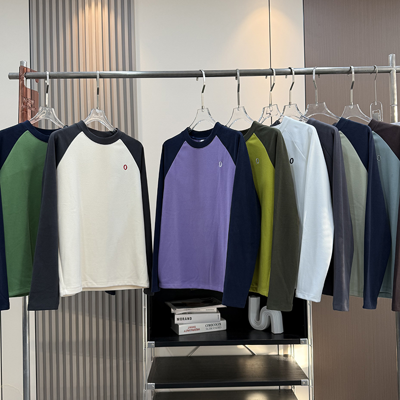 大厂订单！男女同款秋冬户外拼色双面德绒保暖长袖T恤打底衫上衣