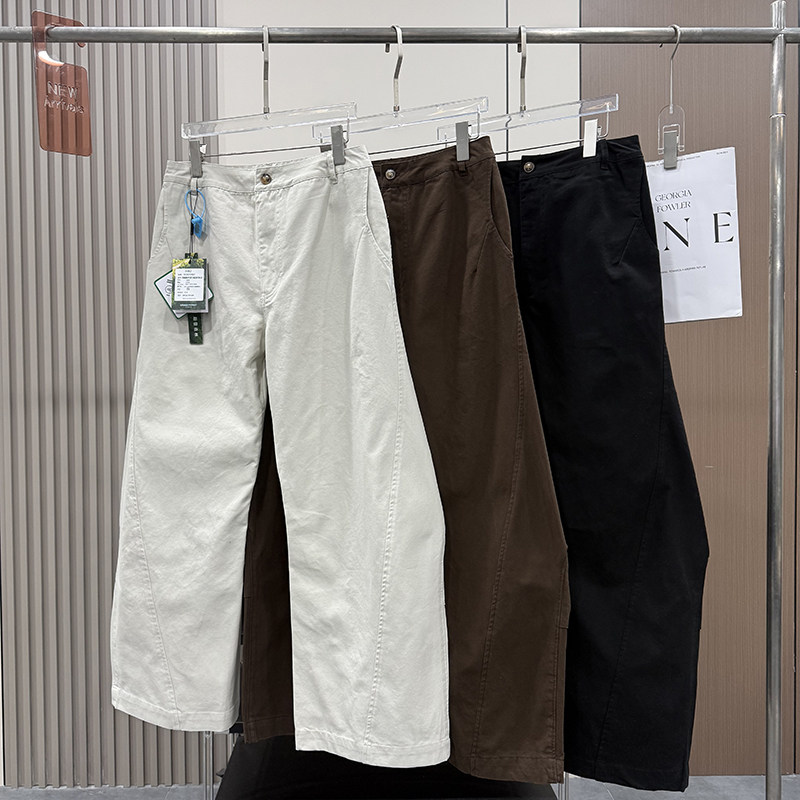 大厂订单!2026春季新品情侣款立体剪裁抽皱廓形弯刀裤休闲牛仔裤