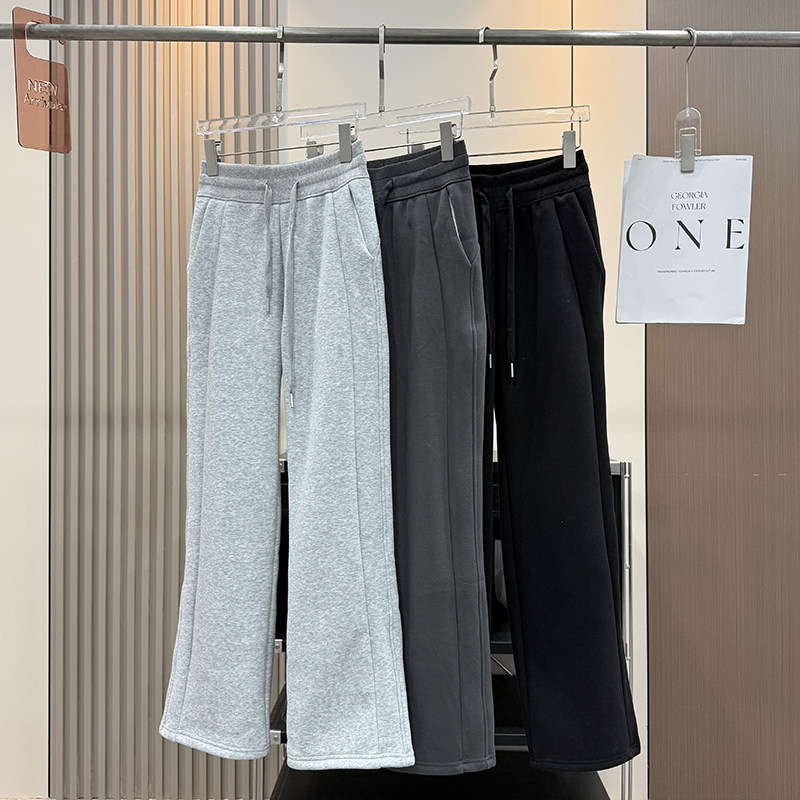 大厂订单！冬新品松紧高腰宽松显瘦加绒保暖直筒休闲运动裤卫裤女