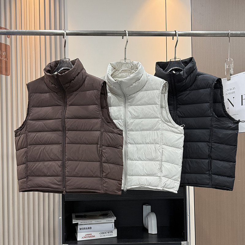大厂订单!冬季宽松轻量型绗缝保暖立领排骨羽绒服马甲背心外套女