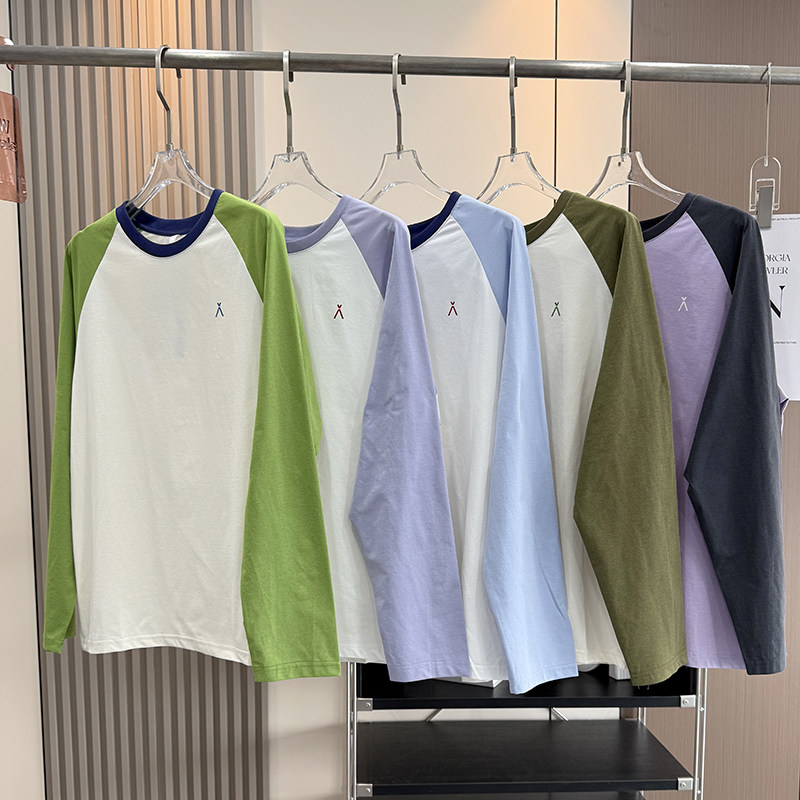 大厂订单！男女情侣款吸湿透气轻量速干户外撞色运动长袖T恤上衣