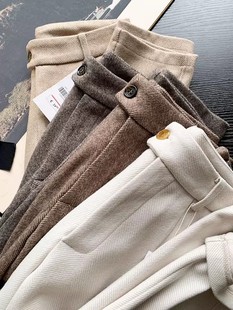 毛呢裤 通勤高腰百搭显瘦斜纹肌理感直筒休闲裤 女 冬日bi入 出K单