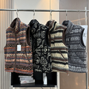 大厂订单 中古北欧费尔岛双面摇粒绒加厚保暖羊羔绒马甲外套女冬