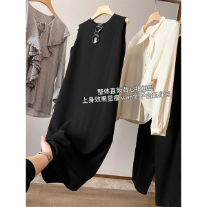 木巨1W+篙端气质通勤显瘦醋酸凉感透气无袖背心裙连衣裙小黑裙女