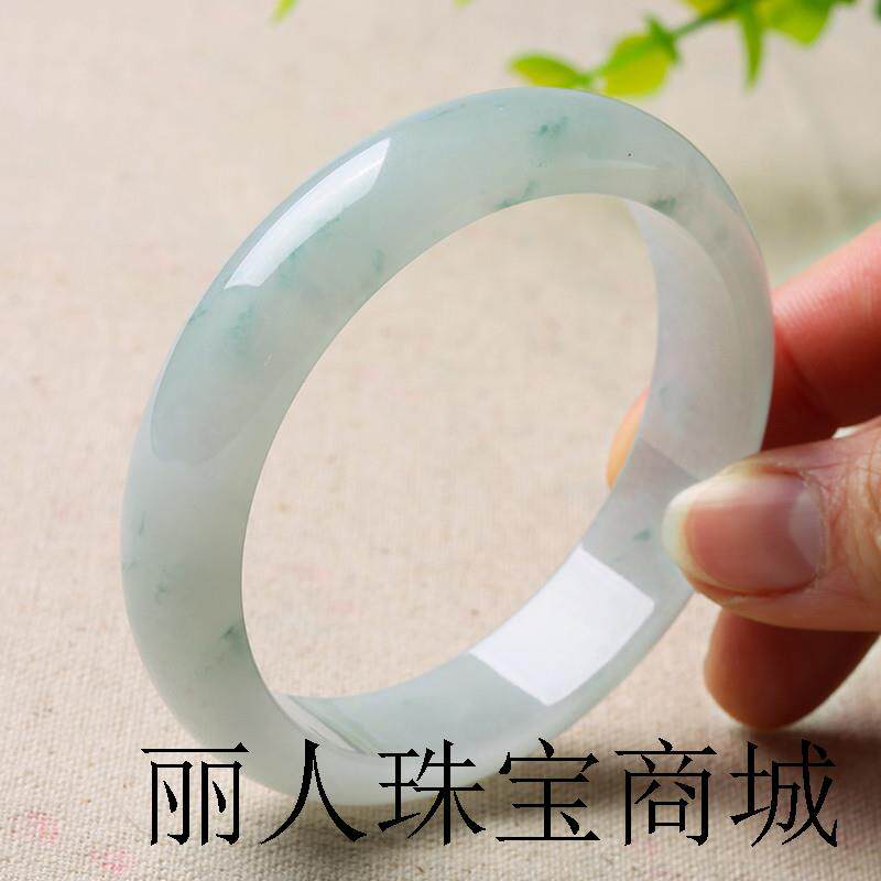 精选翡翠色玉手镯冰种飘花少女细款玉镯水沫秀气薄款送妈妈送礼物