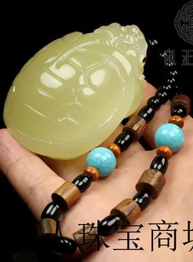 新疆和田高端阿富汗青白玉猫眼开运龙龟手把件富甲天下玉龙龟挂件