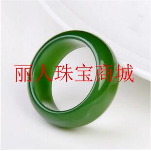 新疆和田玉碧玉戒指菠菜绿老坑碧玉籽料玉指环男女同款情侣玉扳指