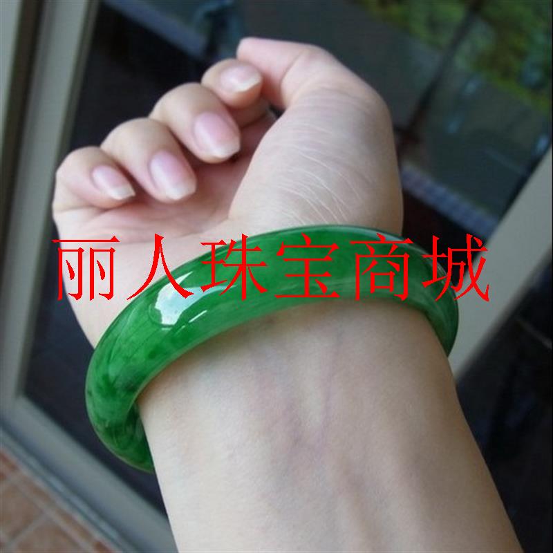 满绿色帝王绿货缅甸玉石高级感老坑高档玉器翡翠色玉镯子女款手镯