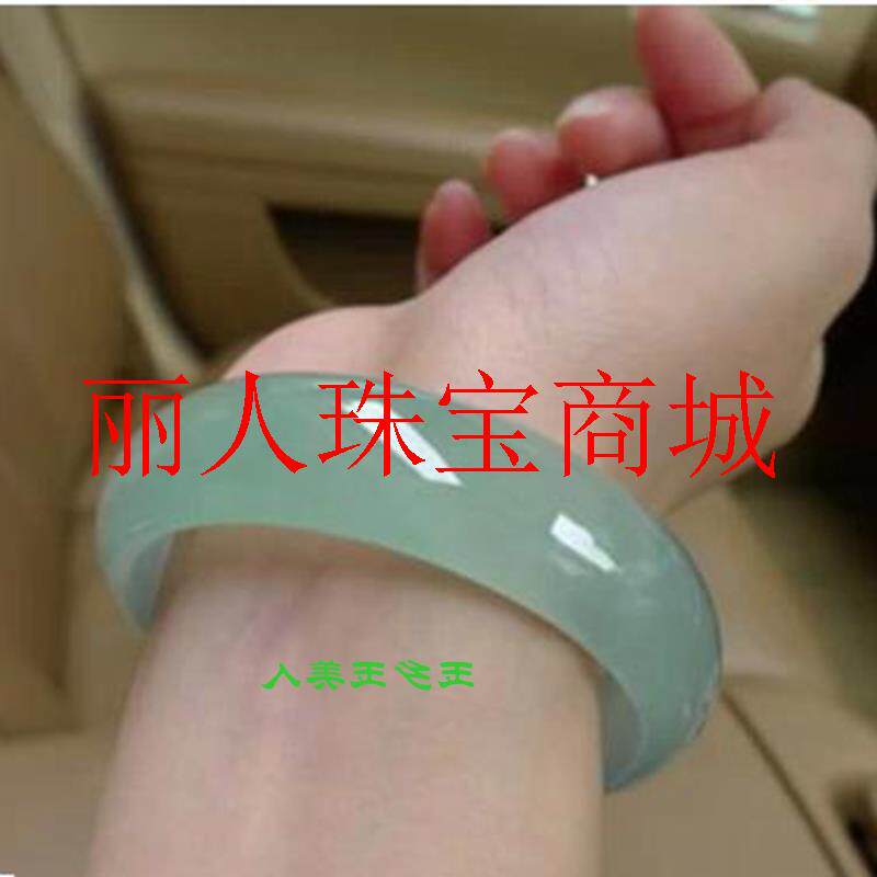 缅甸翡翠色玉手镯冰种浅油青湖水绿小清新国风玉手镯时尚百搭女款