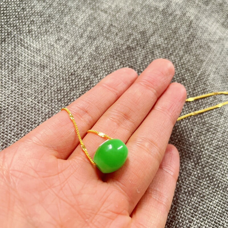 老坑缅甸翡翠色冰糯种满绿转运珠吊坠男女情侣手链珠苹果绿路路通