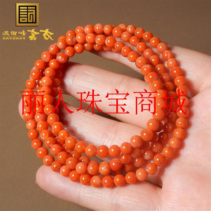 满色满肉南红玛瑙柿子红圆珠子项