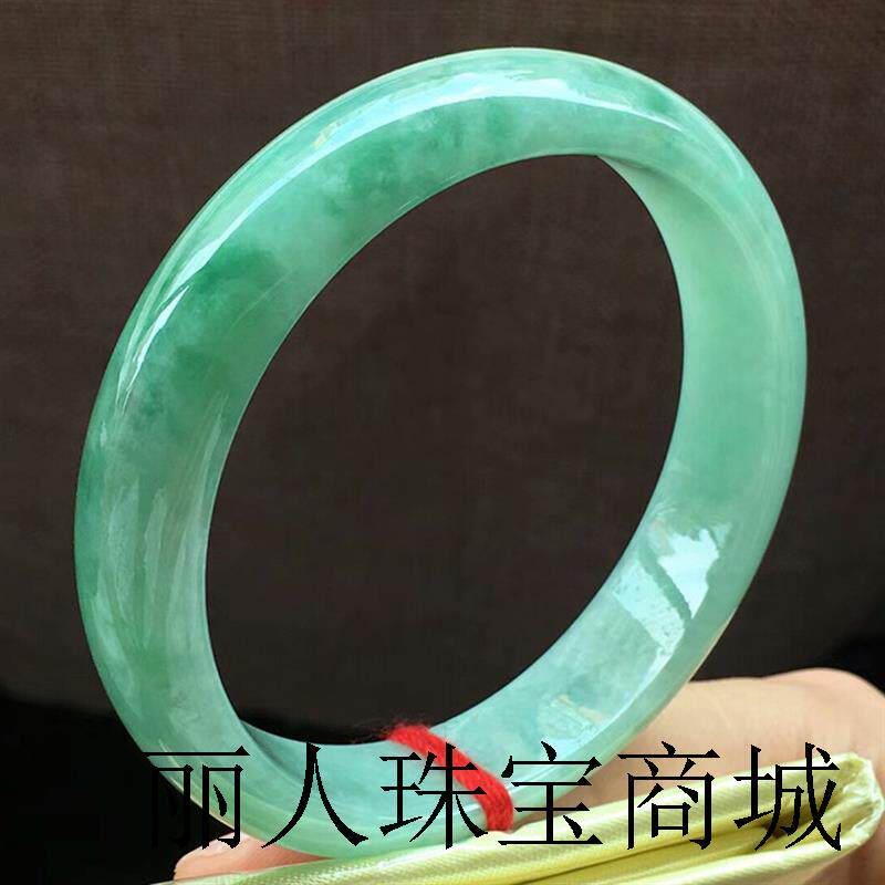 君缘缅甸翡翠色玉手镯阳绿正圈满豆绿色水润飘花玉石玉镯旺夫少女