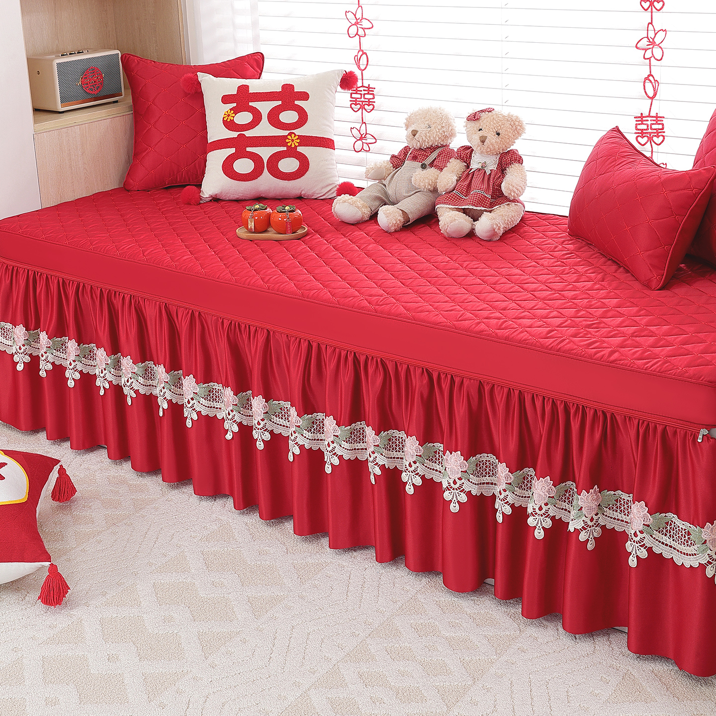 喜庆飘窗垫沙发窗台垫子阳台结婚