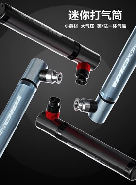 Enlee骑行打气筒自行车篮球便携美法嘴通用小型迷你管子不锈钢单