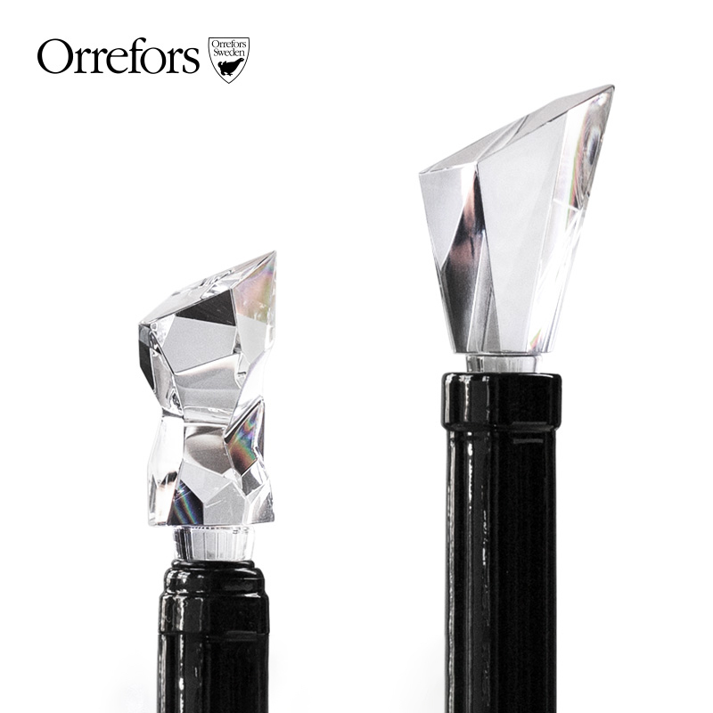 Orrefors 手工水晶玻璃 CARAT CITY红酒塞瓶塞 创意黑色酒塞子