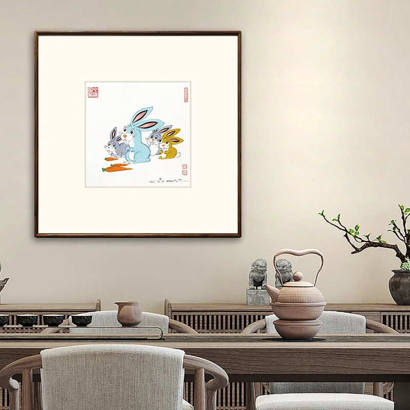 蔡志忠【萌兔】亲章版画 书房儿童卧室墙壁装饰画 玄关迎面墙挂画