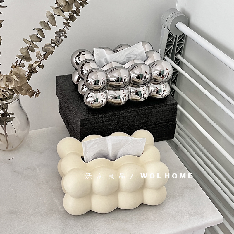 球球纸巾盒小众自制陶瓷纸巾盒高档家用桌面抽纸盒轻奢纸巾收纳盒