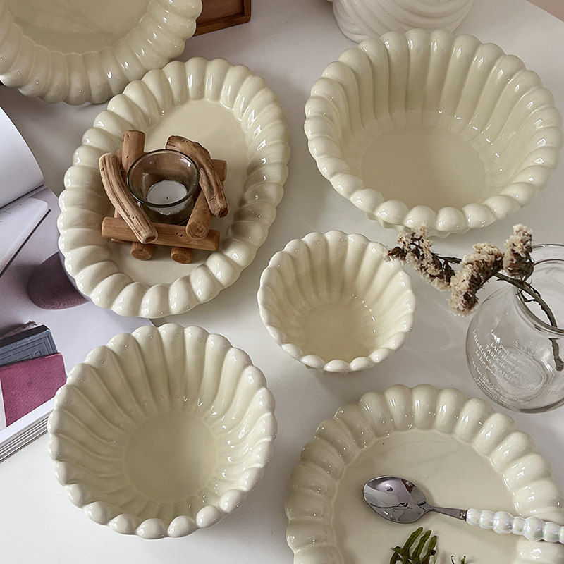 芝士派系列陶瓷盘子菜盘蛋糕点心盘奶油色家用西餐餐盘意面盘鱼盘,餐饮具,盘,淘宝优惠券,粉丝福利购,淘宝优惠卷