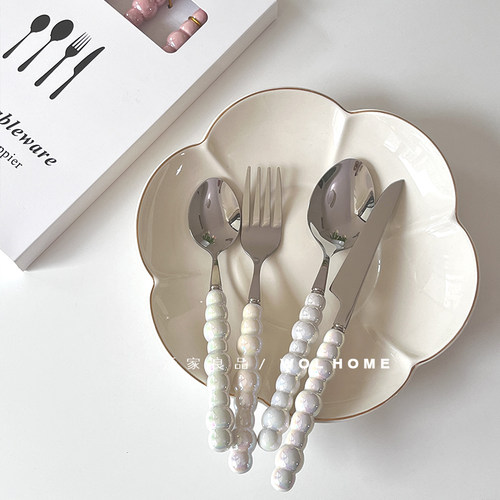 陶瓷柄西餐刀叉勺套装牛拍刀叉