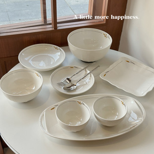 简约秋实陶瓷碗盘家用餐具麦穗装饰饭碗汤碗盘子组合鱼盘汤碗