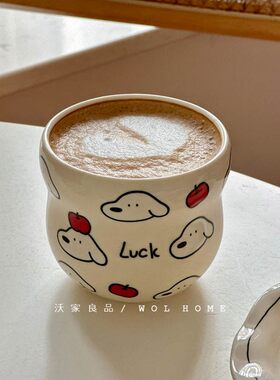 可爱lucy小狗手握杯陶瓷水杯
