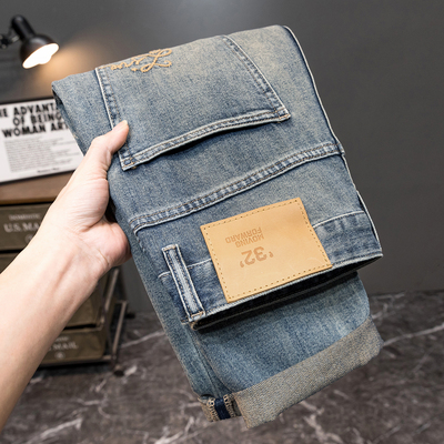 夏季高端牛仔裤男修身小脚薄款