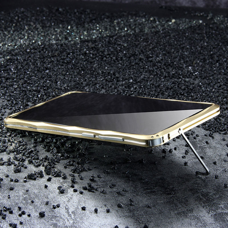 iMatch Slim Light Aluminum Metal Shockproof Bumper Case with Kickstand for Xiaomi Mi MIX 2