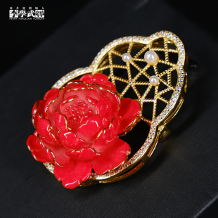 洛阳李学武牡丹瓷原创设计纯手工陶瓷牡丹花胸针胸花植物饰品