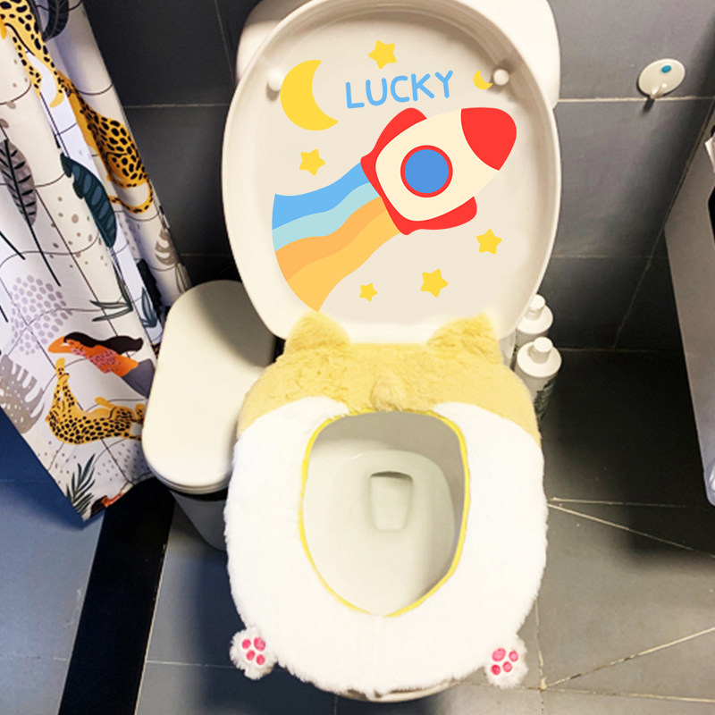 马桶贴画装饰创意马桶贴纸卫生间厕所卡通防水lucky马桶盖贴纸画