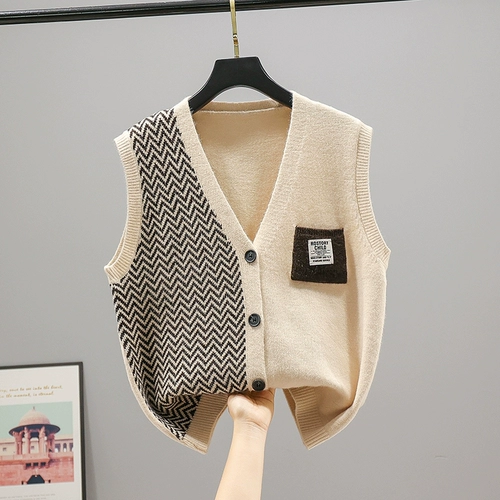 Трикотажный свитер, жилет, осенний кардиган, куртка без рукавов, в корейском стиле