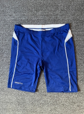 大码春秋夏季瑞典健身短裤男款蓝色紧身运动弹力跑步训练四分裤