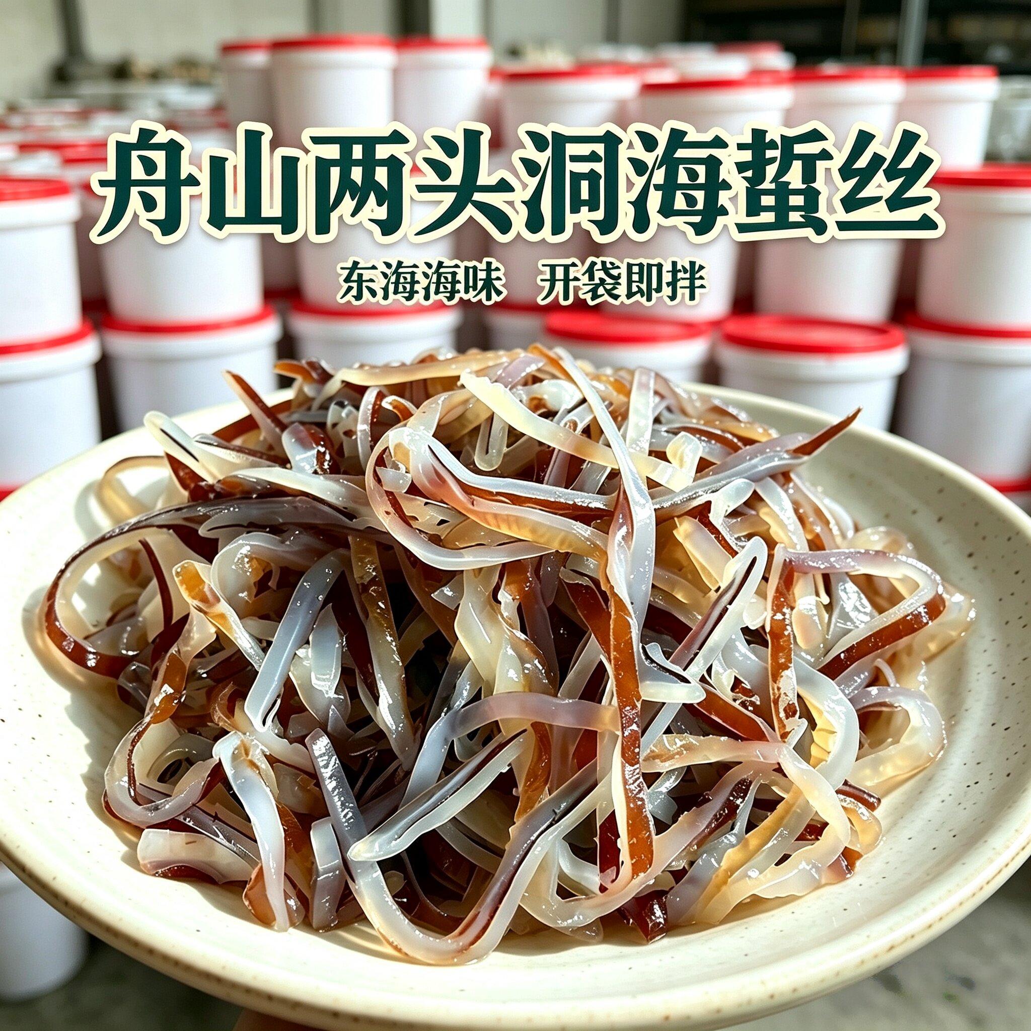 舟山岱山两头洞即食脆嫩海蜇丝