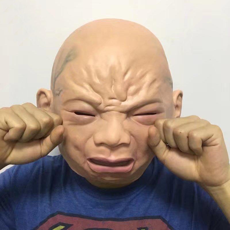 小孩儿哭脸面具笑脸头套包邮 万圣节可爱逼真面具 喜怒哀乐表情包