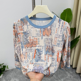 冰丝T恤女圆领中袖 中老年套装 上衣2026新款 婆婆装 女 夏季 妈妈夏装