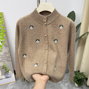 保暖毛线衣洋气中老年女士毛衣中年 加厚半高领打底衫 妈妈冬装 时尚