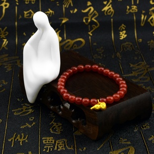 砂金工艺小葫芦手链 招财红玛瑙手链女生招财转运珠好运手串情侣款