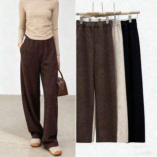 气质显瘦显腿长羊毛绒加厚直筒镰刀裤 小个子和高个子版 女 新款 冬季