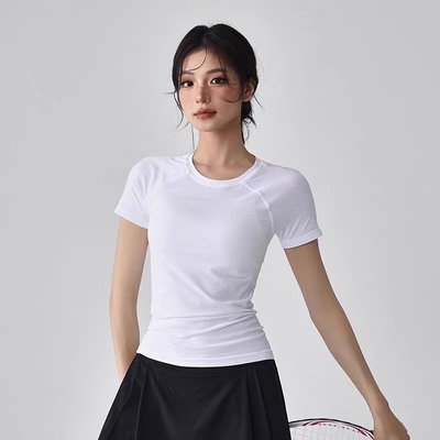 平替新款运动健身短袖速干瑜伽服跑步训练上衣紧身显瘦T恤女夏季
