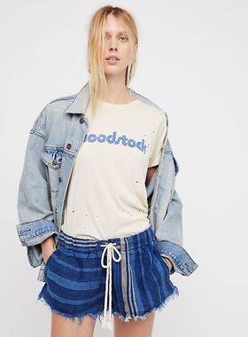 FP原D 太风凉 水洗亚麻舒适中腰显瘦牛仔热裤短裤2022夏新